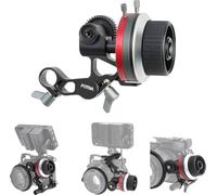 Hersmay Mini Follow Focus en métal avec stops A/B - Levier de mise au point - Compatible avec les rails de 15 mm - Amortissement des rails - Volant antidérapant pour appareil photo reflex numérique