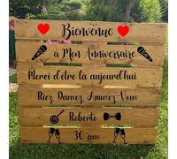 HERSTL Sticker Palette Bienvenue Au Mariage Personnalisé, Panneau De Mariage Palette en Bois, Panneau De Bienvenue De Mariage Bricolage，Sticker Personnalisé for Palettes en Bois Et/ou Autre Support