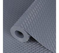 Hersvin 30cmx300cm Tapis Fond de Tiroir Antiderapant Non-adhésif, DIY Tapis de Placard Etagere Cuisine, EVA Plastique Protection pour Meuble (Gris/Croisée Rayure)