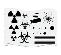 Herterich Products Pochoir aérographe pour apocalypse Biohazard Bomb | Modèle de pochoir de tatouage et de graffiti | Design précis de danger | Réutilisable et résistant aux solvants