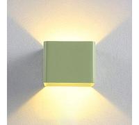 Hertl Applique murale carrée moderne à LED en métal coloré, mini lampes murales de 3,94 pouces de large for couloir, couloir, chevet (noir, lumière blanche)(Green,White Light)