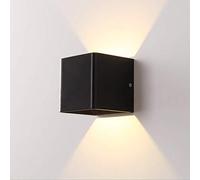 Hertl Applique murale carrée moderne à LED en métal coloré, mini lampes murales de 3,94 pouces de large for couloir, couloir, chevet (noir, lumière blanche)(Black,White Light)