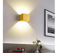 Hertl Applique murale carrée moderne à LED en métal coloré, mini lampes murales de 3,94 pouces de large for couloir, couloir, chevet (noir, lumière blanche)(Yellow,White Light)
