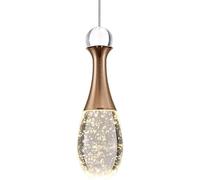 Hertl Éclairage suspendu en verre de cristal à bulles for bar de cuisine Or rose Lampe suspendue moderne en forme de larme LED Mini lustre d'escalier long for hall d'entrée salle à manger chambre salo