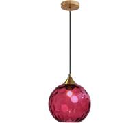Hertl Lampe à suspension Globe en verre moderne en Bronze doré, boule de verre teinté, luminaire décoratif d'intérieur réglable, luminaire suspendu for salon(Red)
