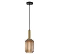 Hertl Lampe suspendue à LED, lustre moderne, suspension en verre, plafonnier vert, douille de suspension en cuivre doré avec abat-jour en verre vert