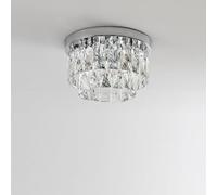 Hertl Petit lustre en cristal encastré au plafond, luminaire moderne de couloir doré, plafonnier rond en cristal chromé vintage for chambre à coucher, cuisine, îlot, entrée, hall d'entrée, hôtels (Co