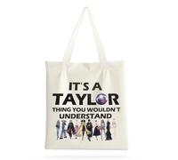 Herton TS Album Sac en tissu imprimé Tay Aesthetic Chanteur Design Sac Femme Elegent Toile Tote Bag Cabas Cadeau pour les amateurs de musique Clean Girl Chanteuse TS Fan, Mode, 35 centimeters x 1
