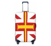 HERTqwop Housse de protection anti-rayures pour valise, motif drapeau des îles Guernesey, convient aux bagages de 45,7 à 81,3 cm, Noir , L