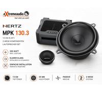 Hertz MPK 130.3 Kit Audio 2 Voies avec Woofer 130 mm V-Cone, Tweeter 25 mm Tetolon, Filtre Passif, Grilles Incluses, Puissance 200W, Impédance 4 Ohms, Noir