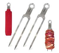 HERUKI Lot de 2 brochettes doubles de 36,6 cm en acier inoxydable très résistantes pour barbecue, kabob, shawarma, viande, poisson, poulet, accessoires de barbecue réutilisables pour Grill Master