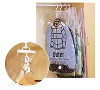 HERUNNA Lot de 2 sacs de compression sous vide à suspendre pour vêtements, gain de place, sacs transparents avec crochet pour costumes, manteaux, vestes