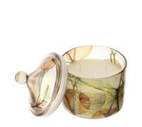 Hervit Alkekengi Bougie parfumée en verre irisé avec couvercle parfum Oud avec boîte cadeau 2 couleurs - décoration maison, bougie parfumée, bougie décorative - Ø9,5 x H12 cm 260 g