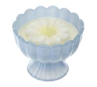 Hervit Bougie parfumée Daisy en tasse en verre bleu avec marguerite, parfum J'adore avec boîte cadeau - décoration maison, bougie parfumée, bougie décorative, cadeau maman - Ø9 x 8 cm - 110 g