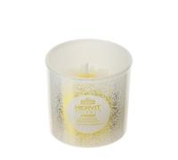 Hervit Bougie parfumée Daisy en verre blanc et or avec marguerite, parfum J'adore avec boîte cadeau - décoration maison, bougie parfumée, bougie décorative, marque-places - 5 cm - 38 g