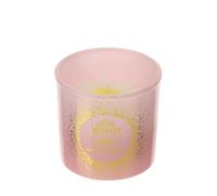 Hervit Bougie parfumée Daisy en verre rose et or avec marguerite, parfum J'adore avec boîte cadeau - décoration maison, bougie parfumée, bougie décorative, marque-places - 5 cm - 38 g