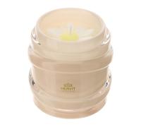 Hervit Bougie parfumée Daisy Loop en verre ambre avec marguerite, parfum oud avec boîte cadeau - décoration maison, bougie parfumée, bougie décorative, cadeau maman, amie - Ø9 x h9 cm - 150 g