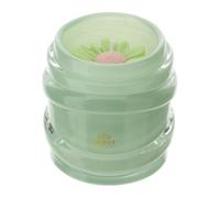 Hervit Bougie parfumée Daisy Loop en verre vert avec marguerite, parfum oud avec boîte cadeau - décoration maison, bougie parfumée, bougie décorative, cadeau maman, amie - Ø9 x h9 cm - 150 g