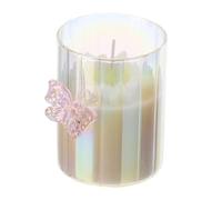 Hervit Bougie parfumée en verre Daisy avec marguerite et papillon rose parfum J'Adore avec boîte cadeau - décoration maison, bougie parfumée, bougie décorative, cadeau - Ø7 x h9 cm - 180 g