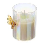 Hervit Bougie parfumée en verre Daisy avec papillon ambre parfum J'Adore avec boîte cadeau - décoration maison, bougie parfumée, bougie décorative, cadeau maman, amie - Ø7 x h9 cm - 180 g
