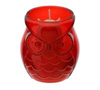 Hervit Bougie parfumée en verre hibou rouge, parfum oud, avec boîte cadeau, décoration maison, bougie décorative, bonbonnière cadeau diplôme, parfum - Ø8 x h9 cm - 140 g