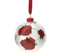 Hervit Boule en verre soufflé blanc satiné rose baccarat rouge crochet porcelaine - boîte cadeau - 2 couleurs 2 tailles - boule Addobbo arbre Noël ruban rouge - décoration de Noël - Ø12 cm