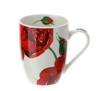 Hervit Tasse blanche Baccarat en porcelaine avec roses rouges et boîte cadeau - Tasse en porcelaine New Bone China - Design élégant avec roses - Cadeau Noël Bonbonnière graduation d'anniversaire - 340