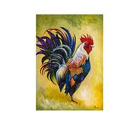 HERW Impression sur Toile Abstrait Animaux Poulet Toile Peinture Coloré Coq Affiche Et Impressions Mur Art Photos pour Salon Décoration Décor À La Maison Cadeau De Vacances 20X28 Pouces