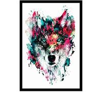 HERW Impression sur Toile Coloré Forêt Loup HD Impression sur Toile Peinture Animale Décoration De La Maison Salon Chambre Mur Photos Art Peinturecadeau De Vacances De Noël 20X28 Pouces
