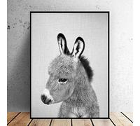 HERW Impression sur Toile Noir Blanc Âne Toile Peinture Art Impression Affiche Photo Mur Moderne Minimaliste Chambre Salon Décoration Non sans Cadrecadeau De Vacances De Noël 20X28 Pouces
