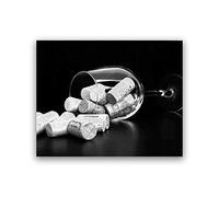 HERW Impression sur Toile Vin Amant Cadeau Bouteille De Vin Liège Toile Impression Vin Mur Photo Peinture Photo Noir Blanc Affiche Bar Cuisine Mur Art Décor Cadeau De Vacances 20X28 Pouces