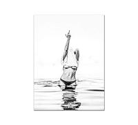 HERWS Grand poster tendance noir et blanc avec doigt d'honneur sur toile pour décoration de salon, chambre à coucher, cuisine, maison