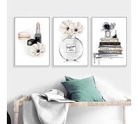 HERWS Toile murale 3 pièces Poster noir et blanc Simple Impression sur toile Parfum Mode Photo pour chambre Décoration murale Maison Salon Chambre Cuisine Décoration de maison (sans cadre)