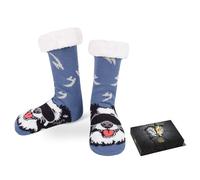 HERYEBING Chaussettes Chaussons Homme Chaudes Antidérapantes avec Boîte Cadeau, Taille 39-46, Confort Doux en Polaire pour Hiver Thermiques Intérieur Domicile, Cadeaux Noel,Chien de berger