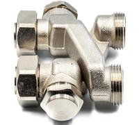 HERZ Bloc-vanne avec raccord croisé - Forme en X - Système d’isolation et de régulation pour radiateur dans les réseaux de chauffage