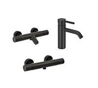 Herzbach Deep Black Bad Armaturen Set Waschtisch, Dusche, Wanne