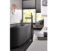 Herzbach Design iX PVD set de montage final 21.132055.2.40 robinetterie de bain, sur pied, avec set de douche, Black Steel