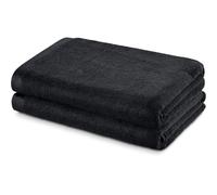 herzbach home Collection Deep Black | Lot de 2 serviettes de douche 70 x 140 cm | 100 % coton | Doux et absorbant | Couleur : noir