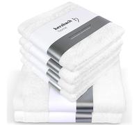 herzbach home Kit de 6 Serviettes Premium (Blanc) - 4 de 50x100cm et 2 de 70x140cm - Serviettes de Haute qualité, Douces et absorbantes en Coton Naturel