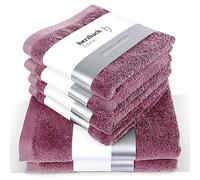 herzbach home Kit de 6 Serviettes Premium (Mauve) - 4 de 50x100cm et 2 de 70x140cm - Serviettes de Haute qualité, Douces et absorbantes en Coton Naturel