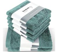 herzbach home Kit de 6 Serviettes Premium (Vert Océan) - 4 de 50x100cm et 2 de 70x140cm - Serviettes de Haute qualité, Douces et absorbantes en Coton Naturel
