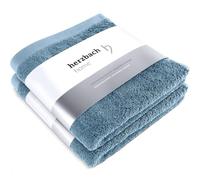 herzbach home Le Set de 2 Serviettes de qualité supérieure en 50 x 100 cm | Serviettes de Haute qualité, moelleuses et absorbantes | 100% Coton Fin et Naturel (Bleu)