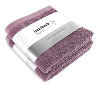 herzbach home Le Set de 2 Serviettes de qualité supérieure en 50 x 100 cm | Serviettes de Haute qualité, moelleuses et absorbantes | 100% Coton Fin et Naturel (Mauve)