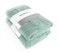 Herzbach Home Lot de 2 serviettes de douche, 70 x 140 cm, grandes, douces et absorbantes, de très bonne qualité, 100% coton naturel (menthe)