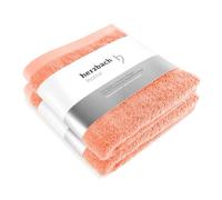Herzbach home Lot de 2 serviettes de toilette de qualité supérieure 50 x 100 cm (Coral) - Douces et absorbantes en 100 % coton naturel