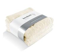 herzbach home Lot de 3 serviettes de toilette 30 x 30 cm - Mini serviettes de toilette de qualité supérieure douces et absorbantes - 100 % coton naturel (crème)