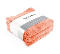 herzbach home Lot de 3 serviettes de toilette 30 x 30 cm - Mini serviettes de toilette de qualité supérieure douces et absorbantes - 100 % coton naturel (corail)