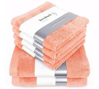 Herzbach Home Lot de serviettes 100 % coton - Douces et absorbantes - Corail