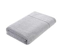herzbach home Serviette de bain Serviette de douche 100 % coton à motifs (Gris argenté/Blanc, Serviette de douche 70 x 140 cm)