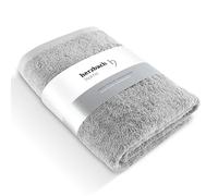 herzbach home Serviette de Sauna de Luxe 80 x 200 cm (Gris Argenté) - Grande Serviette de Sauna Premium si Moelleuse et absorbante - 100% Coton Naturel